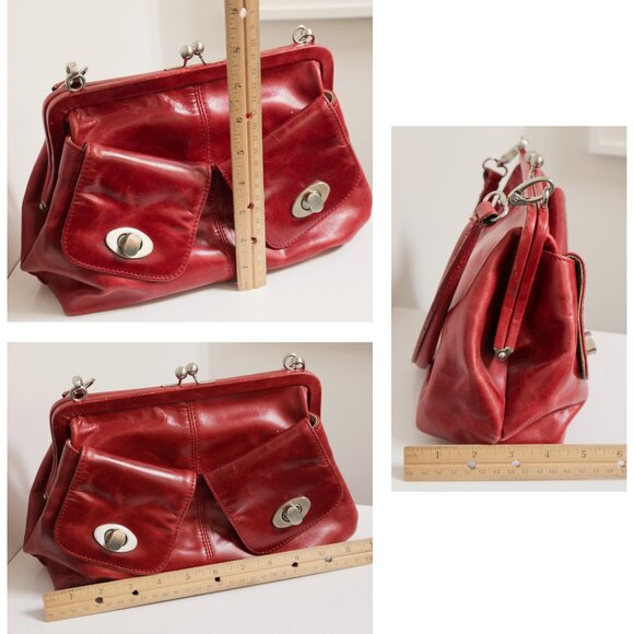 LATICO Red Leather Shoulder Bag Y2K Purse - Picture 4 of 10